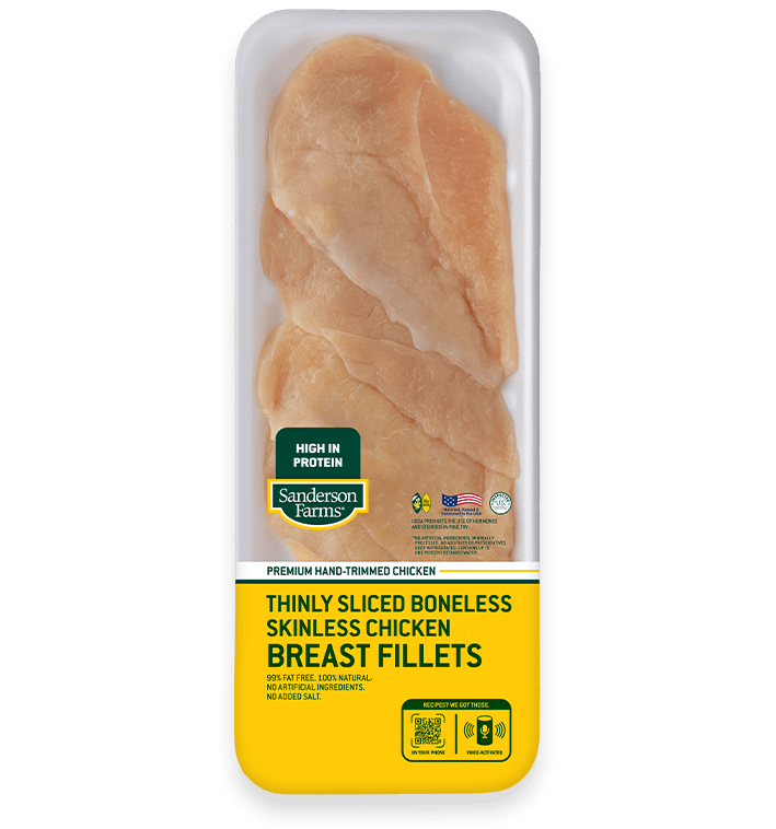 Premium Thinly Sliced Boneless Skinless Chicken Breast Fillets